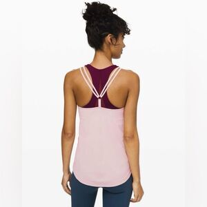 Lululemon Go For Double Tank Top size 2 Smoky Blush Pink Active Yoga Workout Gym